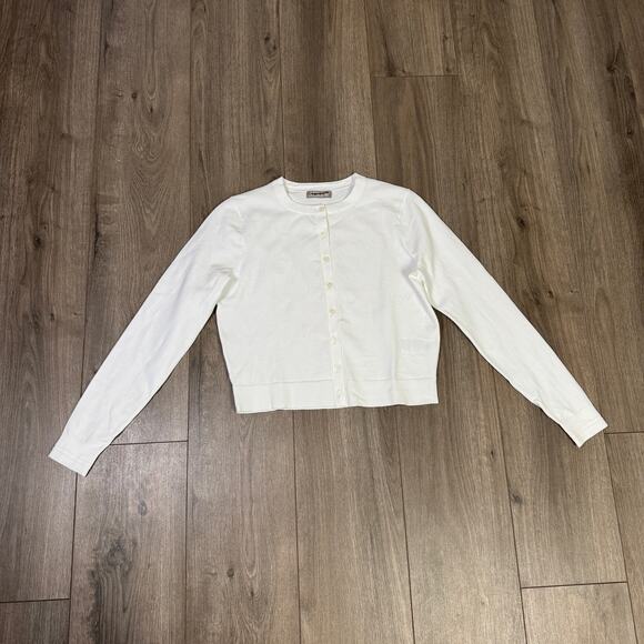 J.Crew Egyptian Cotton Jackie Cardigan WMNS S White Button Up Crewneck CJ755 LS - Picture 4 of 8